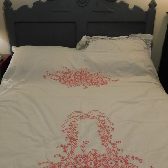 Chenille Fringe Bed Coverlet Bedspread Embroidered Full /queen size - Picture 3 of 6